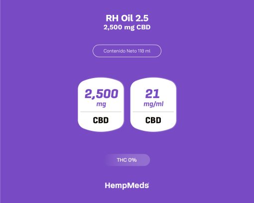 Paquete RH Oil 2.5 con 2,500mg. 21mg/ml. de CBD Frasco de 118ml. Aceite Vegetal con extracto de cannabis sativa L (CAÑAMO) sin THC. - Imagen 5